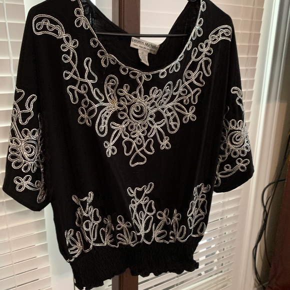 Ladies black, silver and white embroidered top - Picture 1 of 3